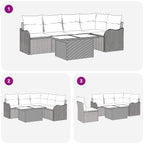Conjunto de sofá de jardín 6 pcs Marrón Rattan de Poliéster