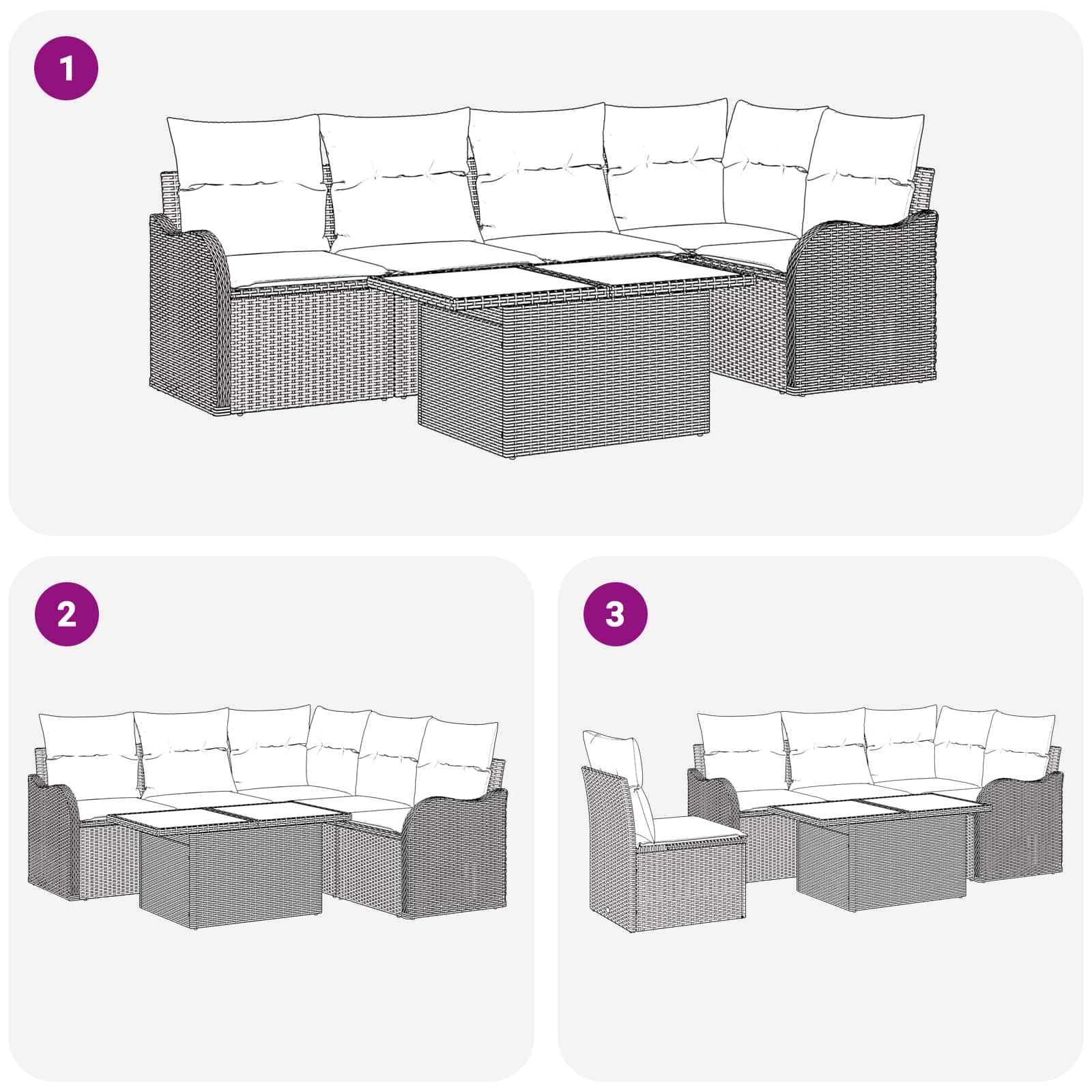 Conjunto de sofá de jardín 6 pcs Marrón Rattan de Poliéster