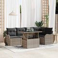 Conjunto de sofá de jardín 6 pcs Gris Rattan de Poliéster