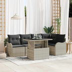 Conjunto de sofá de jardín 6 pcs Gris Claro Rattan de Poliéster