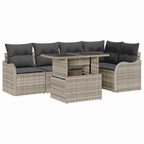 Conjunto de sofá de jardín 6 pcs Gris Claro Rattan de Poliéster