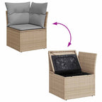Conjunto de sofá de jardín 7 pcs Beige Rattan de Poliéster