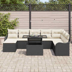 Conjunto de sofá de jardín con cojín 9 pcs Negro Poliratán