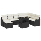 Conjunto de sofá de jardín con cojín 9 pcs Negro Poliratán