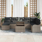 Conjunto de sofá de jardín con cojín 9 pcs Gris Poliratán