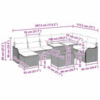 Conjunto de sofá de jardín con cojín 9 pcs Beige Poliratán
