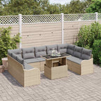 Conjunto de sofá de jardín 10 pcs Beige Rattan de Poliéster