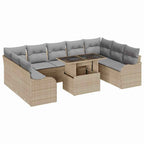 Conjunto de sofá de jardín 10 pcs Beige Rattan de Poliéster