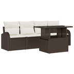 Conjunto de sofá de jardín 5 pcs Marrón Rattan de Poliéster