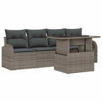 Conjunto de sofá de jardín 5 pcs Gris Rattan de Poliéster