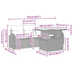 Conjunto de sofá de jardín 5 pcs Gris Rattan de Poliéster
