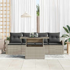 Conjunto de sofá de jardín 5 pcs Gris Claro Rattan de Poliéster