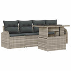 Conjunto de sofá de jardín 5 pcs Gris Claro Rattan de Poliéster