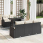 Conjunto de sofá de jardín 6 pcs Beige Rattan de Poliéster