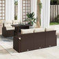 Conjunto de sofá de jardín 6 pcs Beige Rattan de Poliéster