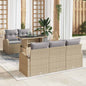 Conjunto de sofá de jardín 6 pcs Beige Rattan de Poliéster
