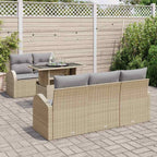 Conjunto de sofá de jardín 6 pcs Beige Rattan de Poliéster