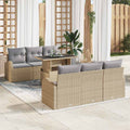 Conjunto de sofá de jardín 7 pcs Beige Rattan de Poliéster