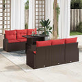 Conjunto de sofá de jardín 7 pcs Marrón Rattan de Poliéster