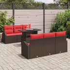 Conjunto de sofá de jardín 7 pcs Marrón Rattan de Poliéster