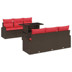Conjunto de sofá de jardín 7 pcs Marrón Rattan de Poliéster