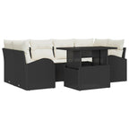 Conjunto de sofá de jardín 7 pcs Negro Rattan de Poliéster