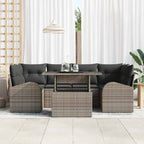 Conjunto de sofá de jardín 7 pcs Gris Rattan de Poliéster