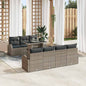 8-piece Beige Rattan Polyester Garden Sofa Set