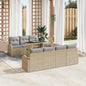 8-piece Beige Rattan Polyester Garden Sofa Set