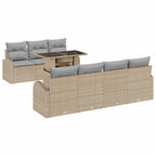 Conjunto de sofá de jardín 8 pcs Beige Rattan de Poliéster