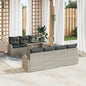 8-piece Beige Rattan Polyester Garden Sofa Set