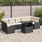 Conjunto de sofá de jardín 8 pcs Negro Rattan de Poliéster
