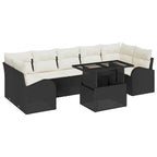 Conjunto de sofá de jardín 8 pcs Negro Rattan de Poliéster