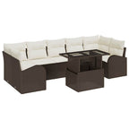 Conjunto de sofá de jardín 8 pcs Marrón Rattan de Poliéster