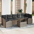 Conjunto de sofá de jardín 8 pcs Gris Rattan de Poliéster