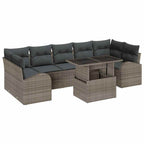 Conjunto de sofá de jardín 8 pcs Gris Rattan de Poliéster