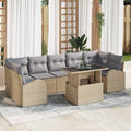 Conjunto de sofá de jardín 8 pcs Beige Rattan de Poliéster