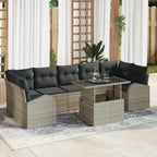 Conjunto de sofá de jardín 8 pcs Gris Claro Rattan de Poliéster