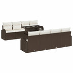 Conjunto de sofá de jardín 9 pcs Marrón Rattan de Poliéster