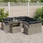 Conjunto de sofá de jardín 9 pcs Gris Rattan de Poliéster