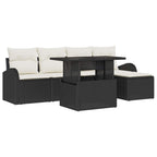Conjunto de sofá de jardín con cojín 6 pcs Negro Poliratán