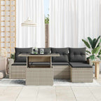 Conjunto de sofá de jardín con cojín 6 pcs Gris claro Poliratán