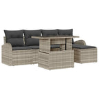 Conjunto de sofá de jardín con cojín 6 pcs Gris claro Poliratán