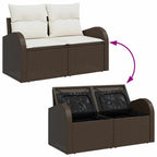 Conjunto de sofá de jardín con cojín 5 pcs Marrón Poliratán