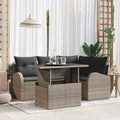 Conjunto de sofá de jardín con cojín 5 pcs Gris Poliratán