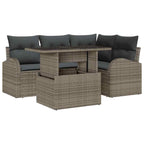 Conjunto de sofá de jardín con cojín 5 pcs Gris Poliratán