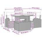 Conjunto de sofá de jardín con cojín 5 pcs Gris Poliratán