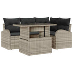 Conjunto de sofá de jardín con cojín 5 pcs Gris claro Poliratán
