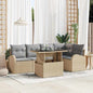 Conjunto de sofá de jardín con cojín 6 pcs Beige Poliratán