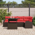 Conjunto de sofá de jardín con cojín 6 pcs Marrón Poliratán